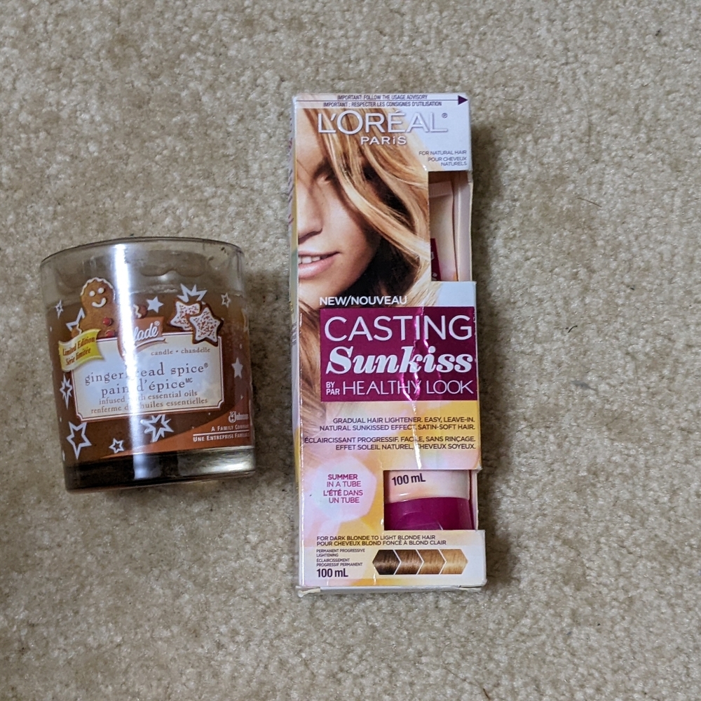 Hair Bleach lotion / lightening and a candle
